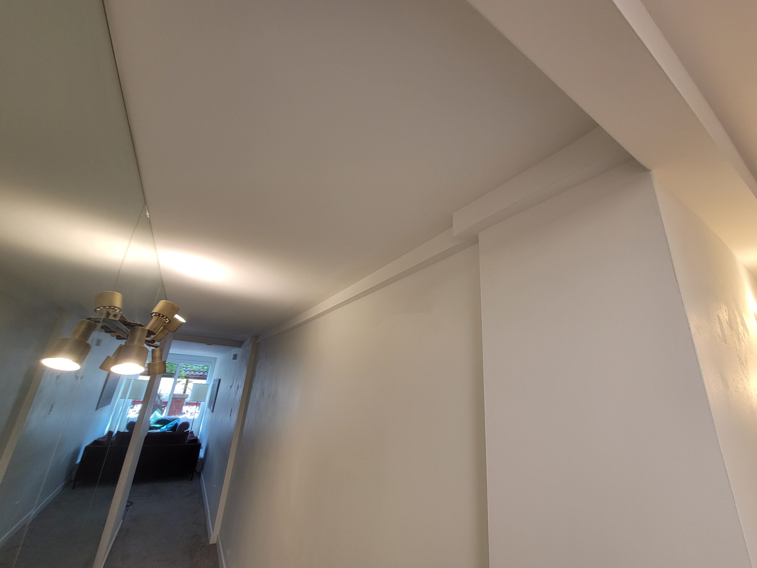 Freshly painted stairwell and trim