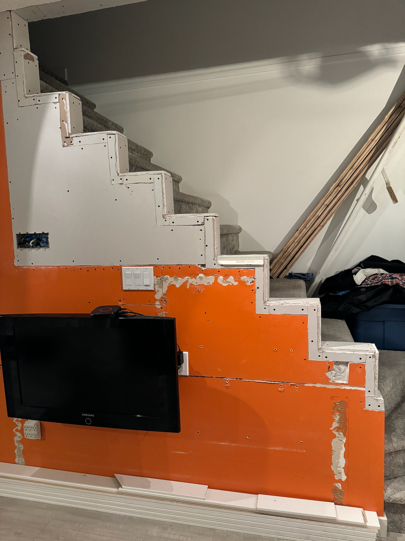 Drywall repair and texture prep before painting